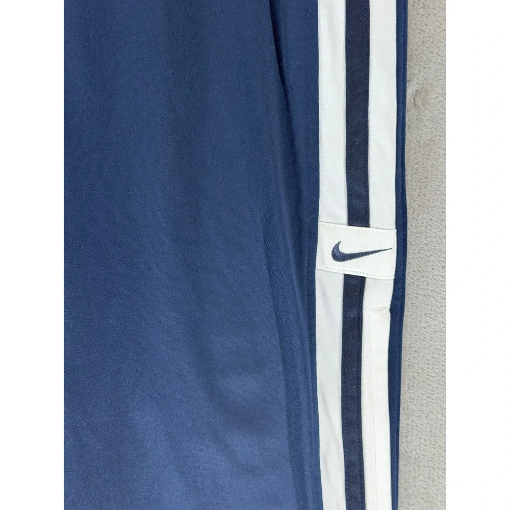 Nike Mens Navy Blue‎ White Striped Track Pants Large 133696 Zip Ankle Athletic